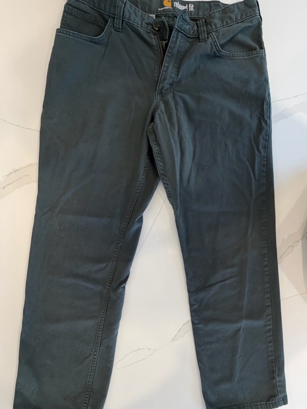 Carhartt Dark Teal Relaxed Fit Pants w/ with Logo Patch